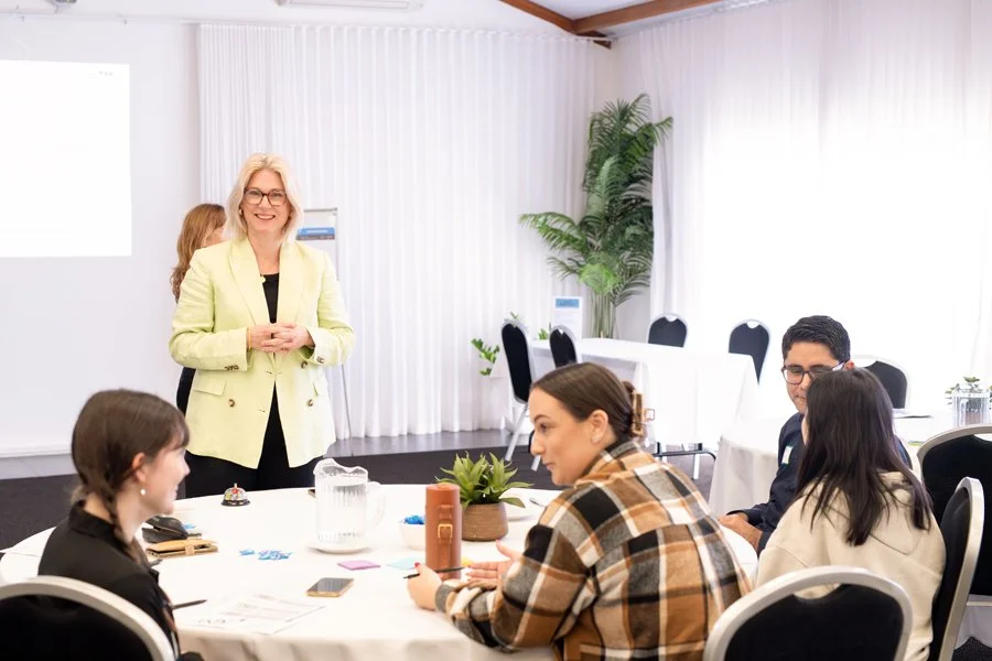 Caroline Macaulay leading a small-group workshop session