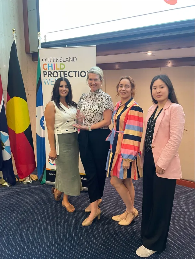 Caroline Macaulay and the yourtown team being recognised at Queensland Child Protection Week